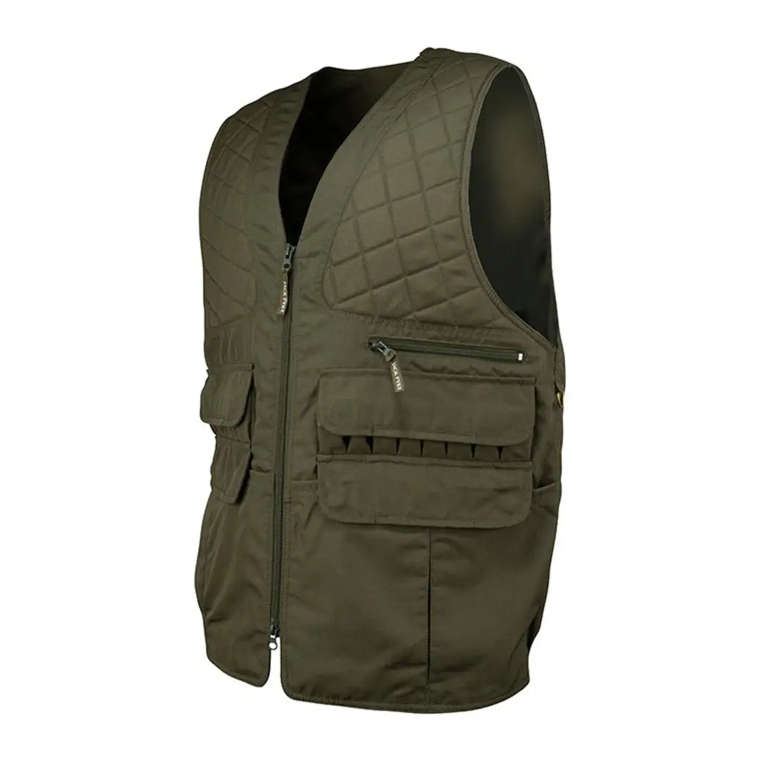 Olive green Jack Pyke Countryman Vest with pockets and reinforced shoulder pads