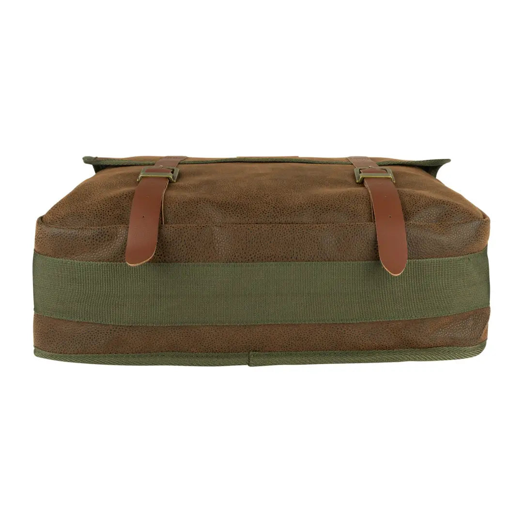 Canvas and leather Jack Pyke Duotex dog bag with green trim and brown straps