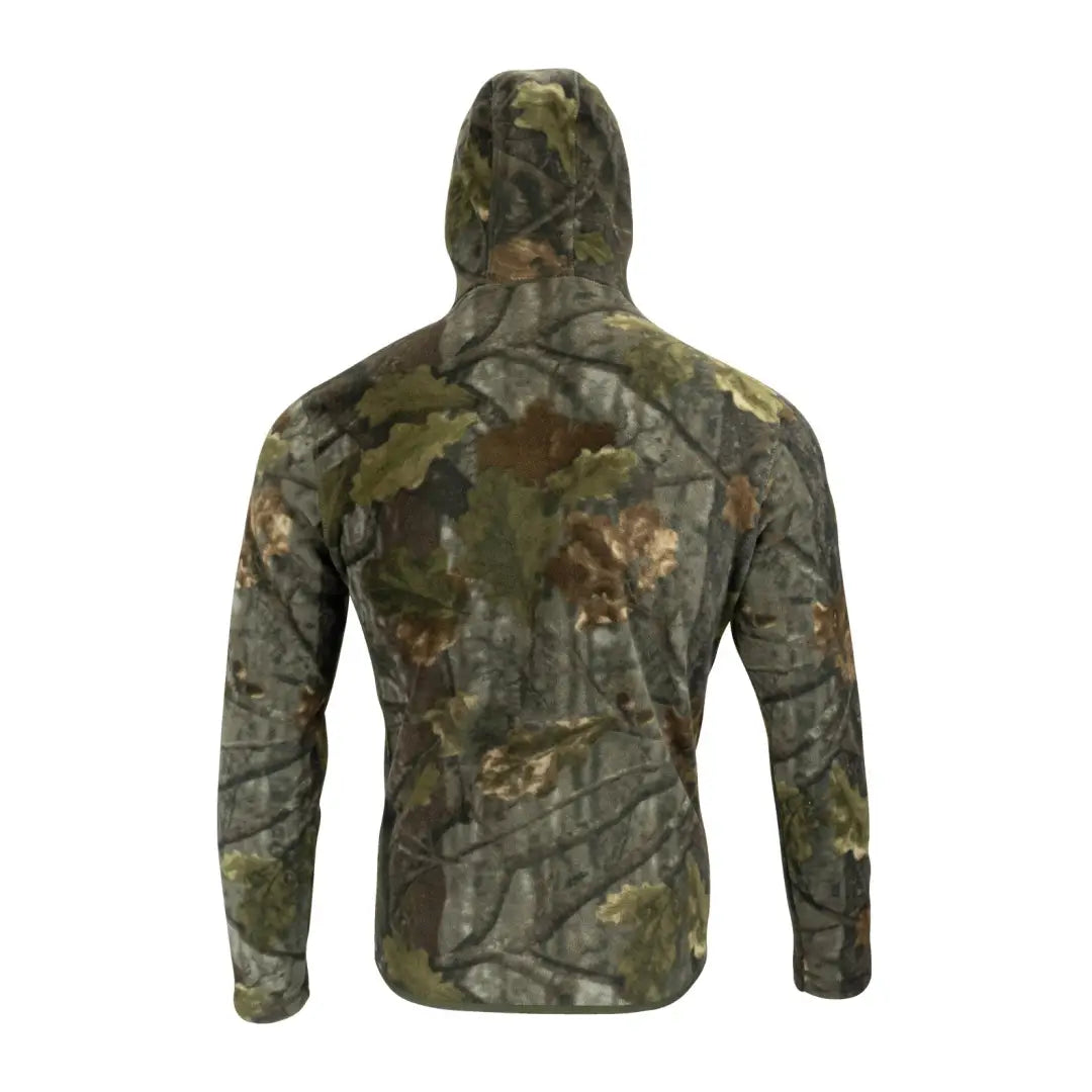 Back view of Jack Pyke Fieldman Fleece Hoodie in camouflage for hunting