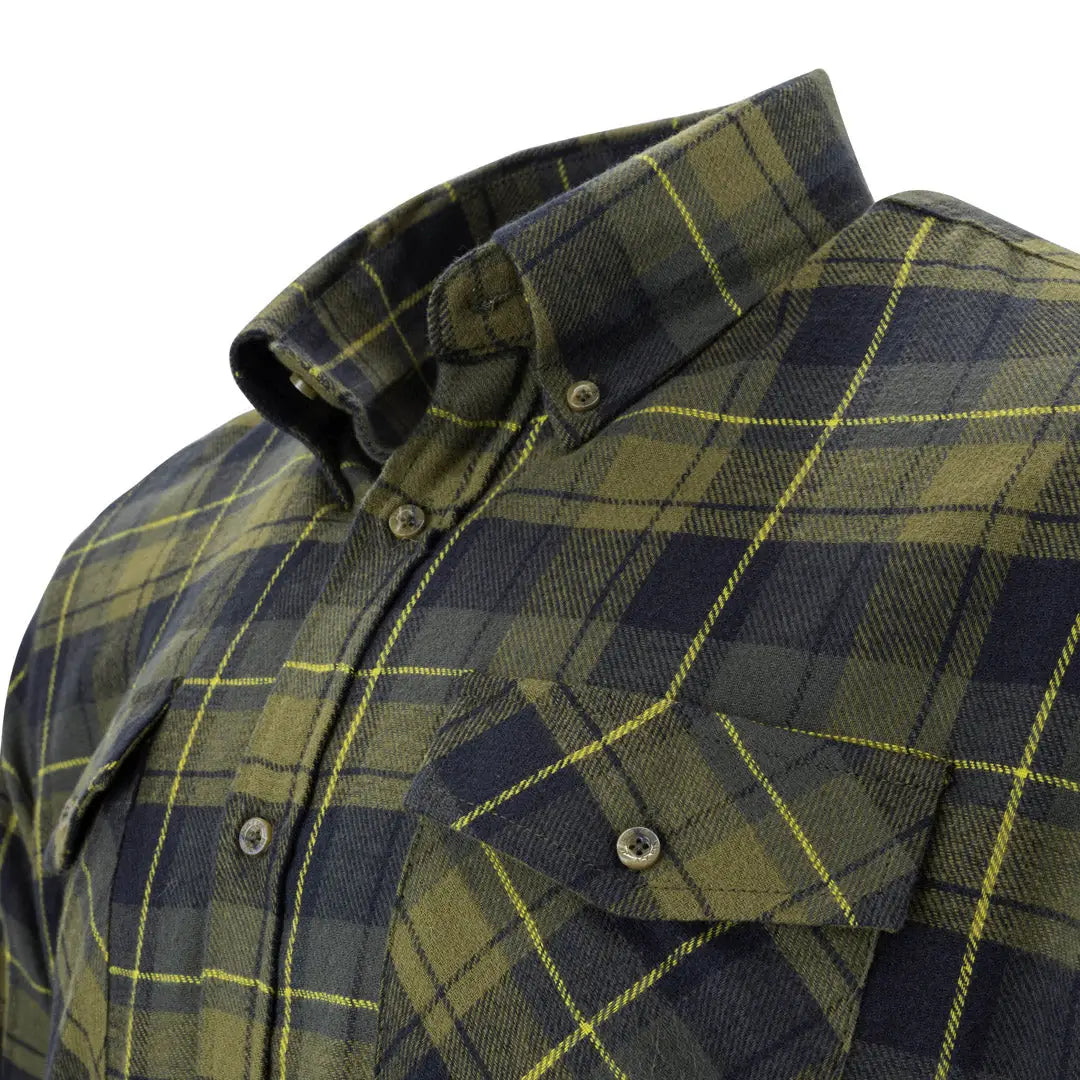 Plaid Jack Pyke Flannel Shirt in green, navy, and yellow patterns for casual style