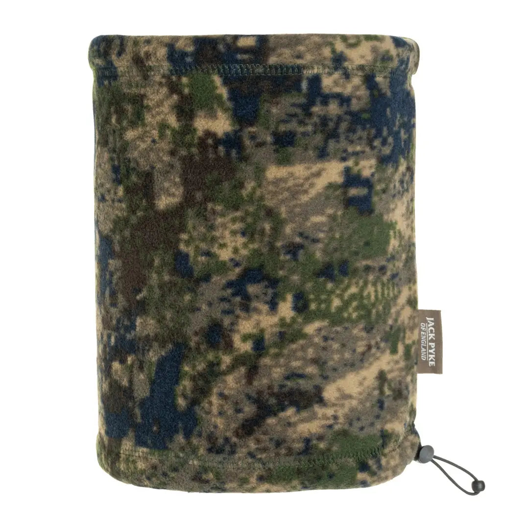 Camouflage Jack Pyke fleece neck gaiter with drawstring for warmth and style