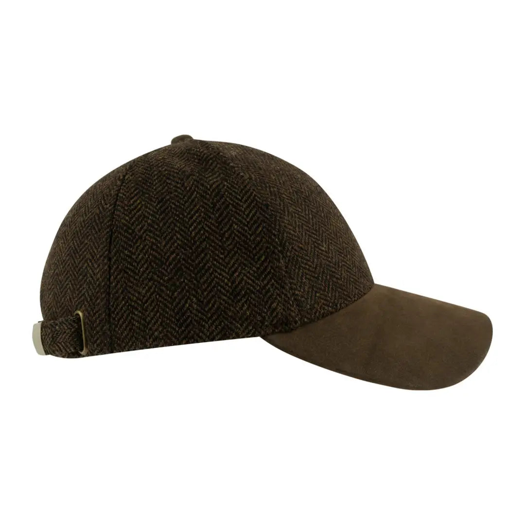 Dark brown tweed herringbone baseball cap by Jack Pyke for stylish outdoor looks