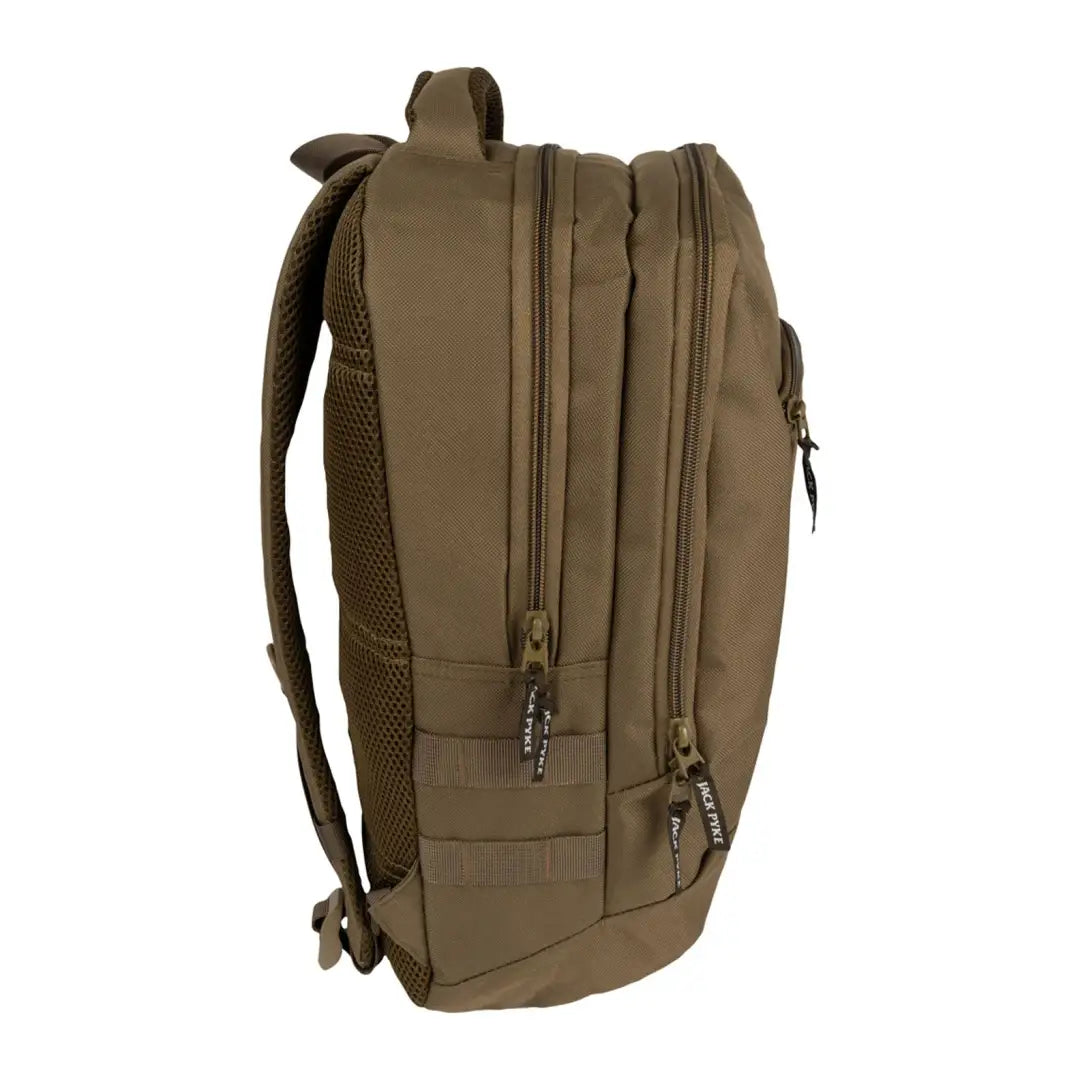 Olive green Jack Pyke Kestrel Rucksack with zippered compartments and padded straps