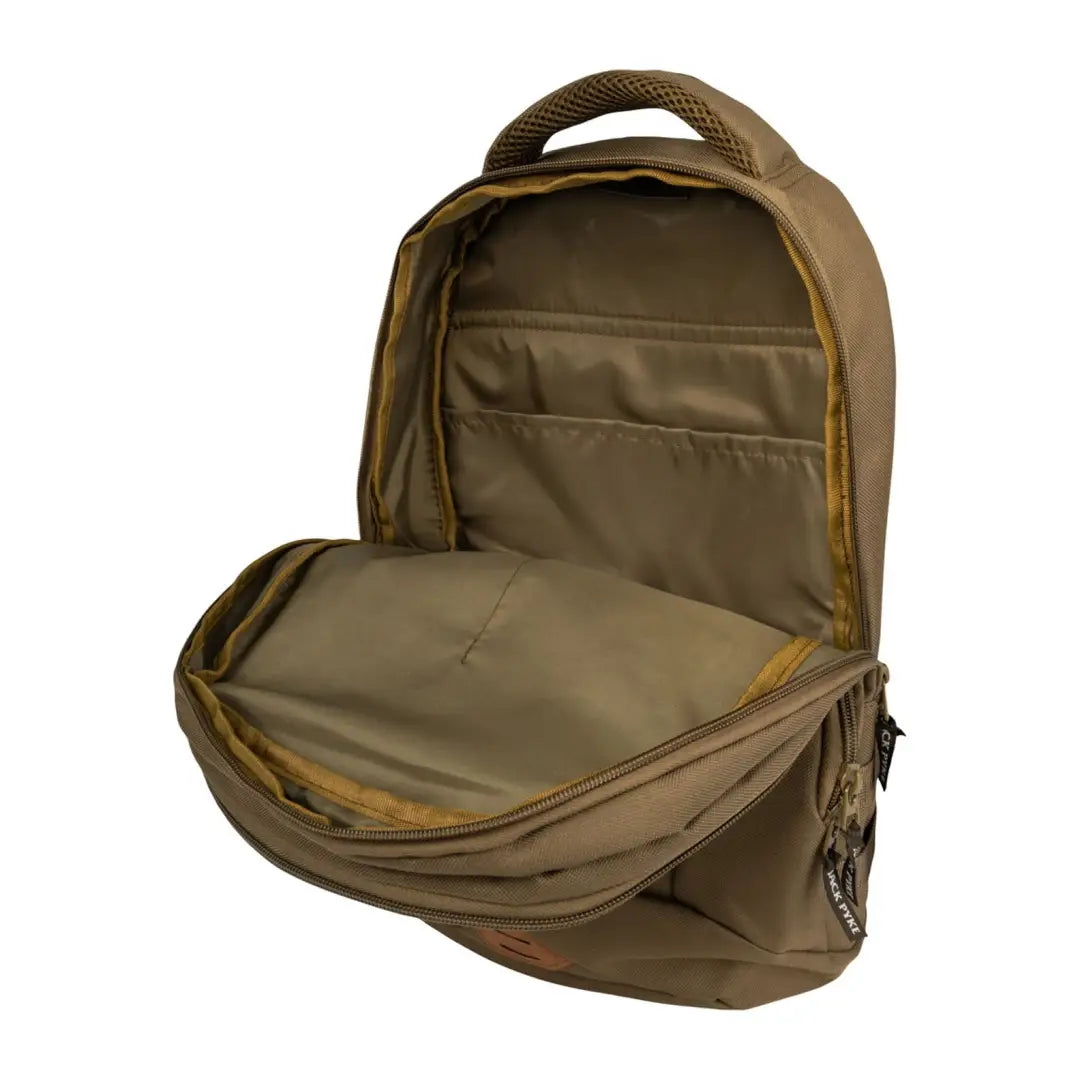 Open Jack Pyke Kestrel Rucksack showcasing interior compartments and padding