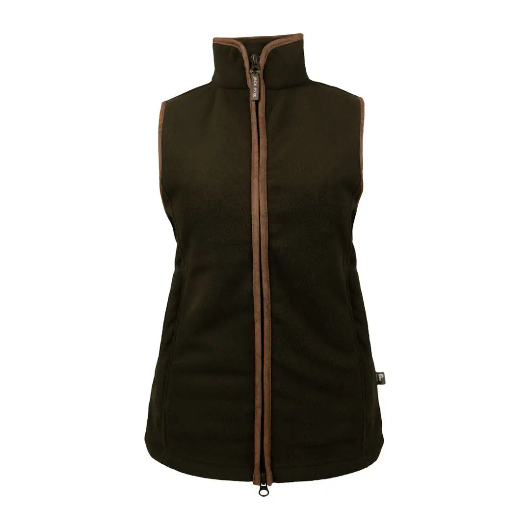 Dark green fleece gilet with brown zipper trim from Jack Pyke Ladies Countryman collection