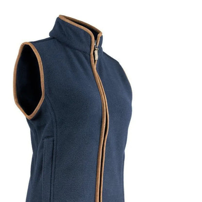 Navy blue sleeveless vest with brown trim from Jack Pyke Ladies Countryman Fleece Gilet