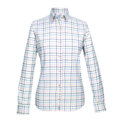 Stylish Jack Pyke Ladies Countryman shirt in white with plaid pattern in blue, red, and green