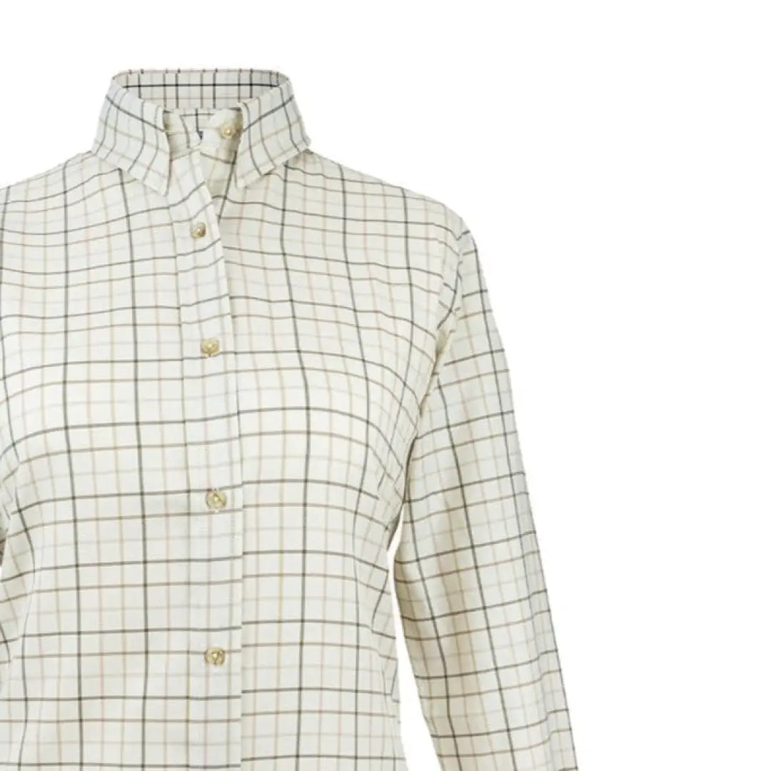 Jack Pyke Ladies Countryman Long Sleeved Shirt in white grid pattern for stylish outdoors