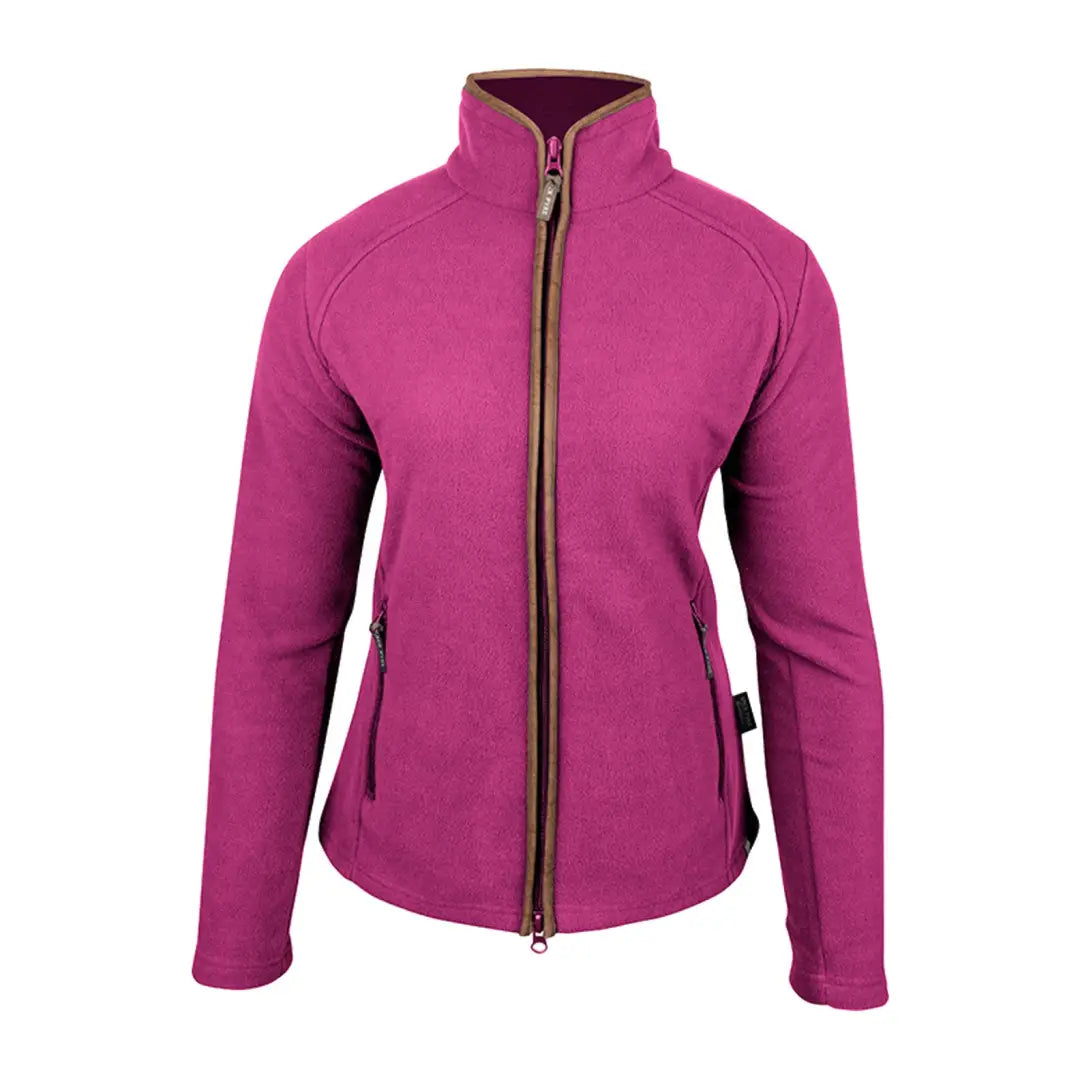 Bright pink Jack Pyke Ladies Fleece Jacket with zipper and stand-up collar