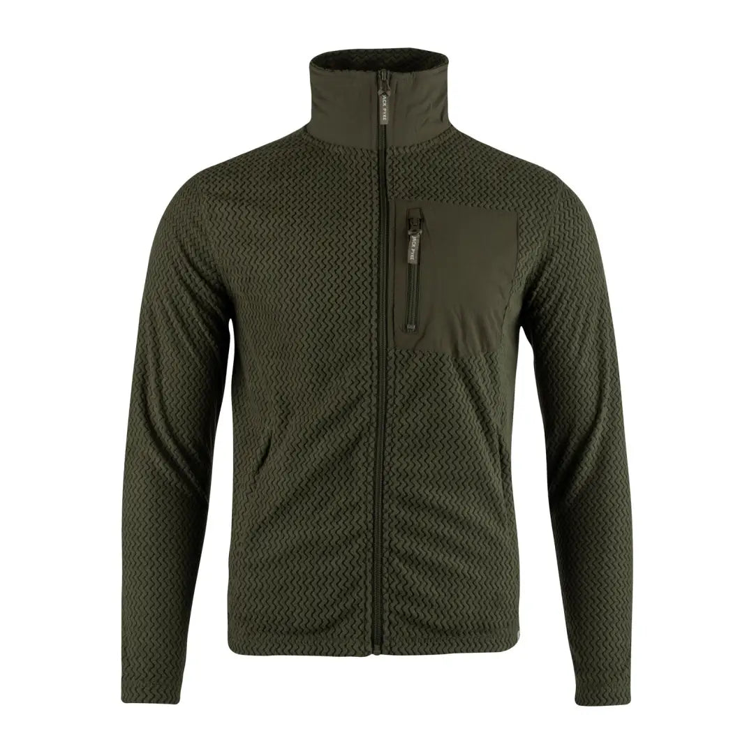 Dark green Jack Pyke Lightweight Z Fleece Jacket with high collar and chest pocket