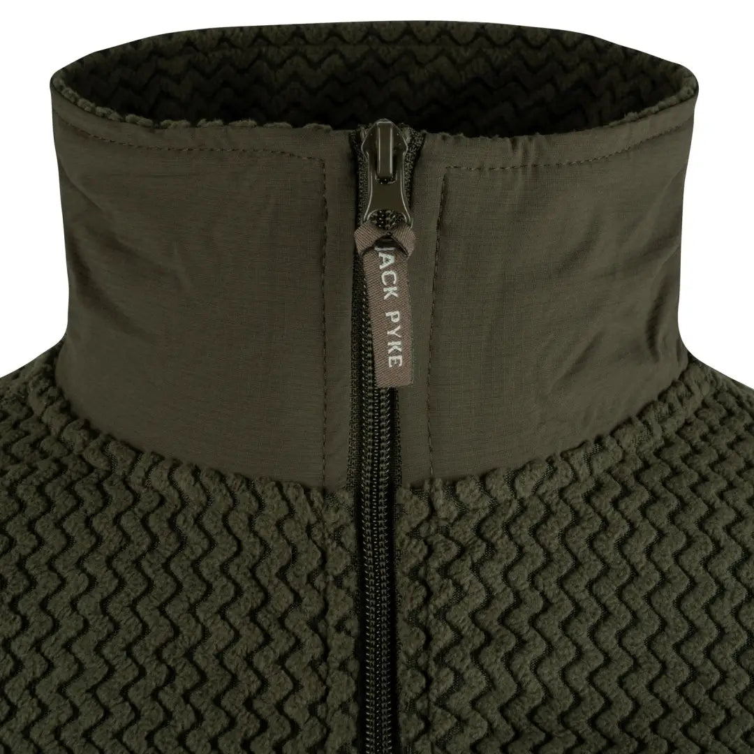 Olive green Jack Pyke Lightweight Z Fleece Jacket with textured pattern and zipper