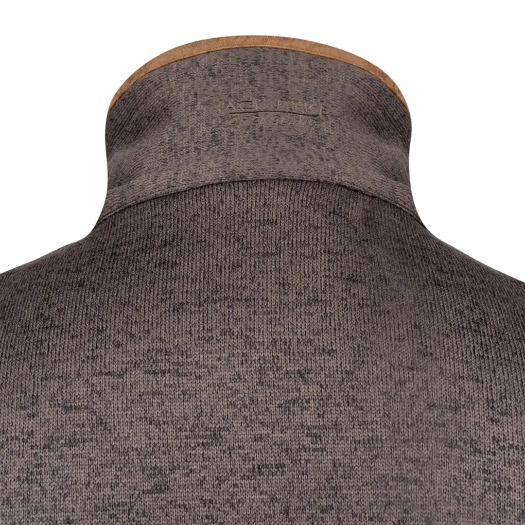 Close-up of gray turtleneck collar on Jack Pyke Melange Fleece Gilet in Brown