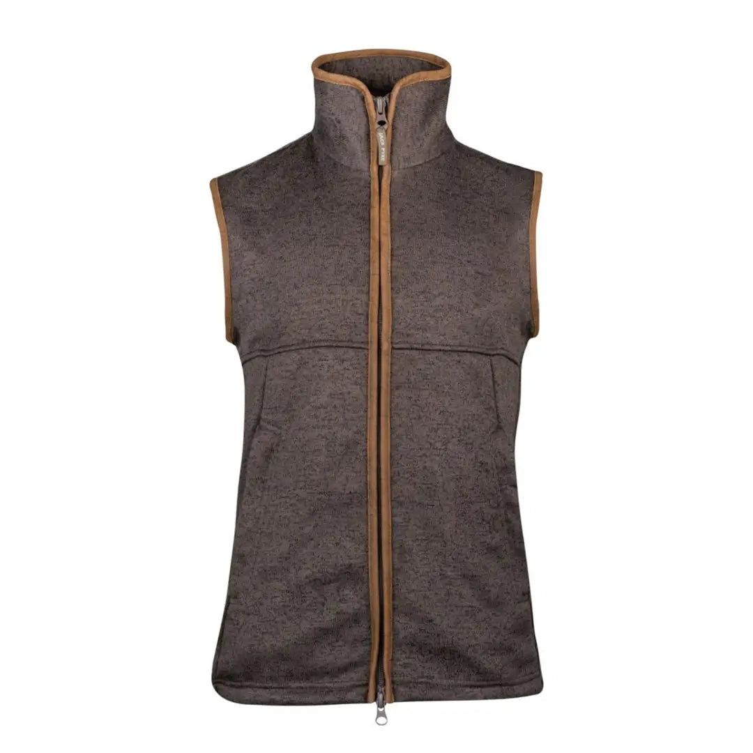 Gray sleeveless vest with brown zipper, a stylish choice from Jack Pyke Melange Fleece