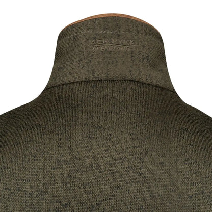 Back collar of Jack Pyke Melange Fleece Gilet in Dark Olive with brand label