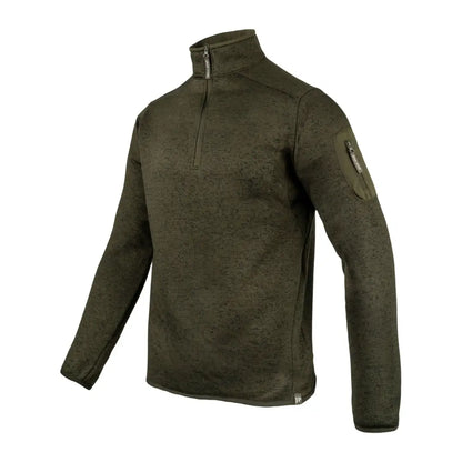 Dark green Jack Pyke Melange quarter zip fleece pullover with sleeve pocket