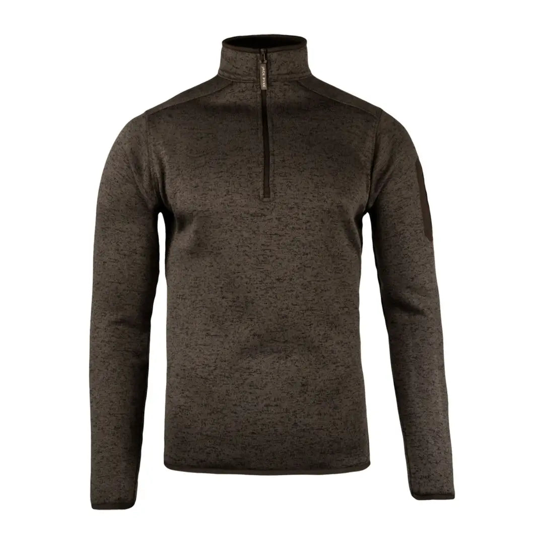 Dark brown Jack Pyke Melange quarter zip fleece sweater with high collar