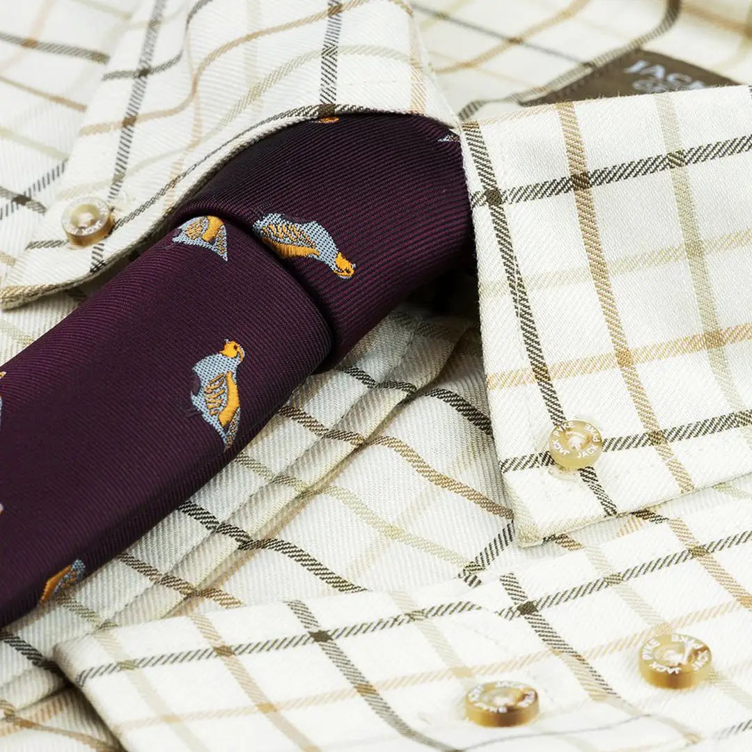 Purple necktie with fish patterns on Jack Pyke Countryman Long Sleeved Shirt