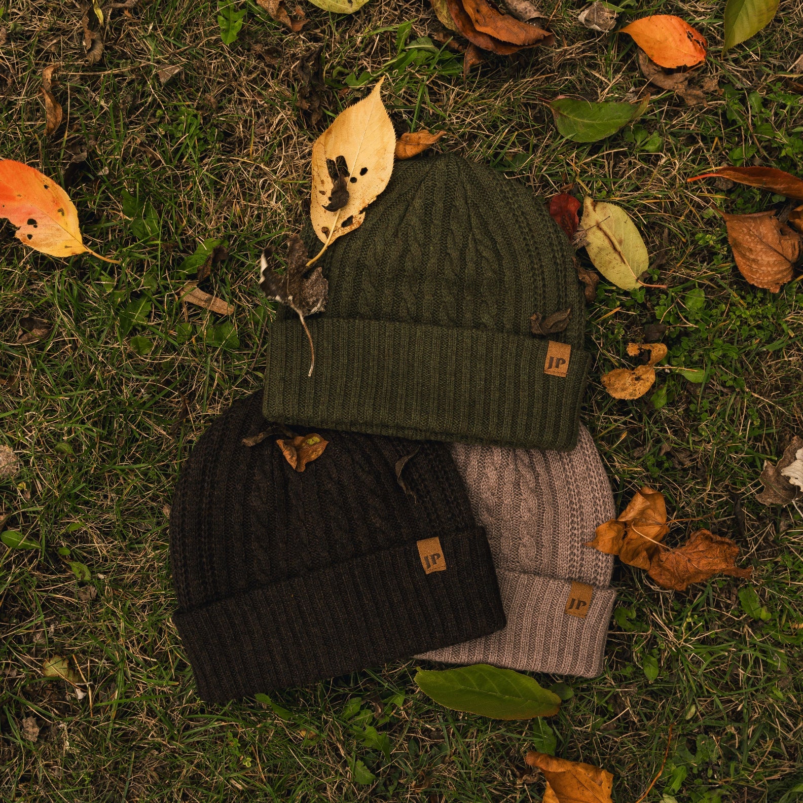 Three cozy Jack Pyke Merino Wool Beanies perfect for winter warmth and style