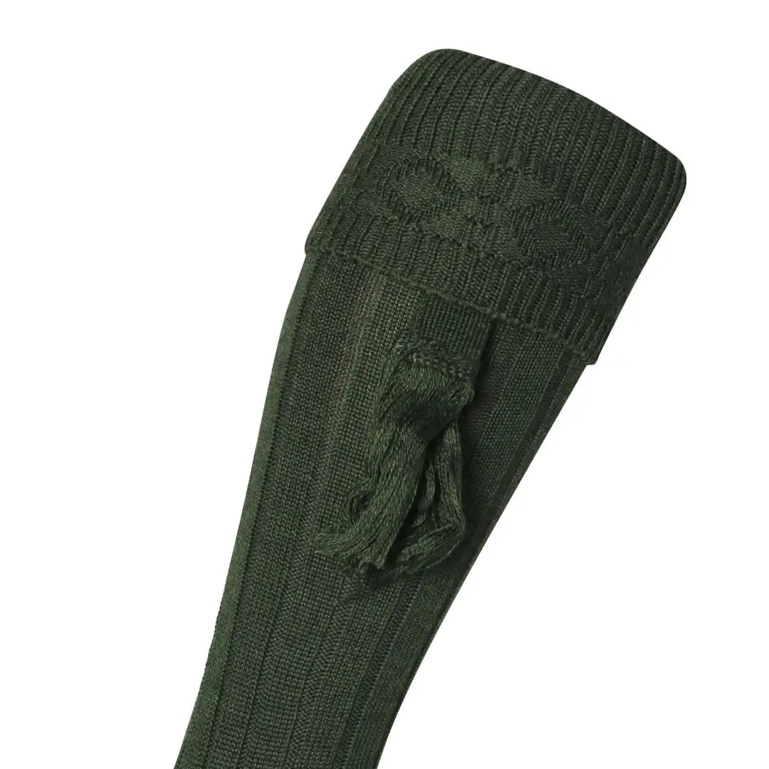 Dark green Jack Pyke Plain Shooters Sock with tassels, perfect for shooting and outdoor fun