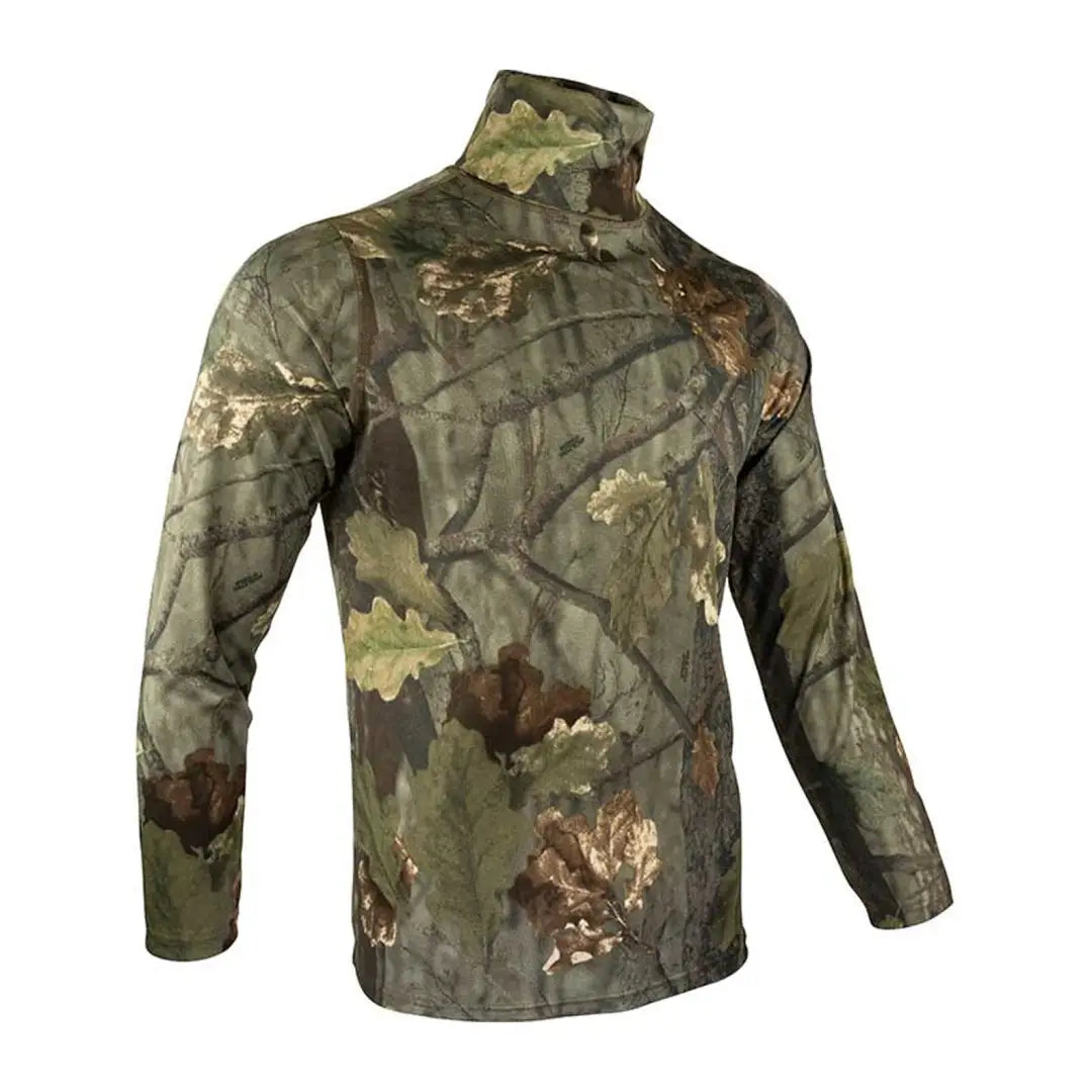 Camouflage long-sleeved Jack Pyke Roll Neck top with woodland pattern for hunters