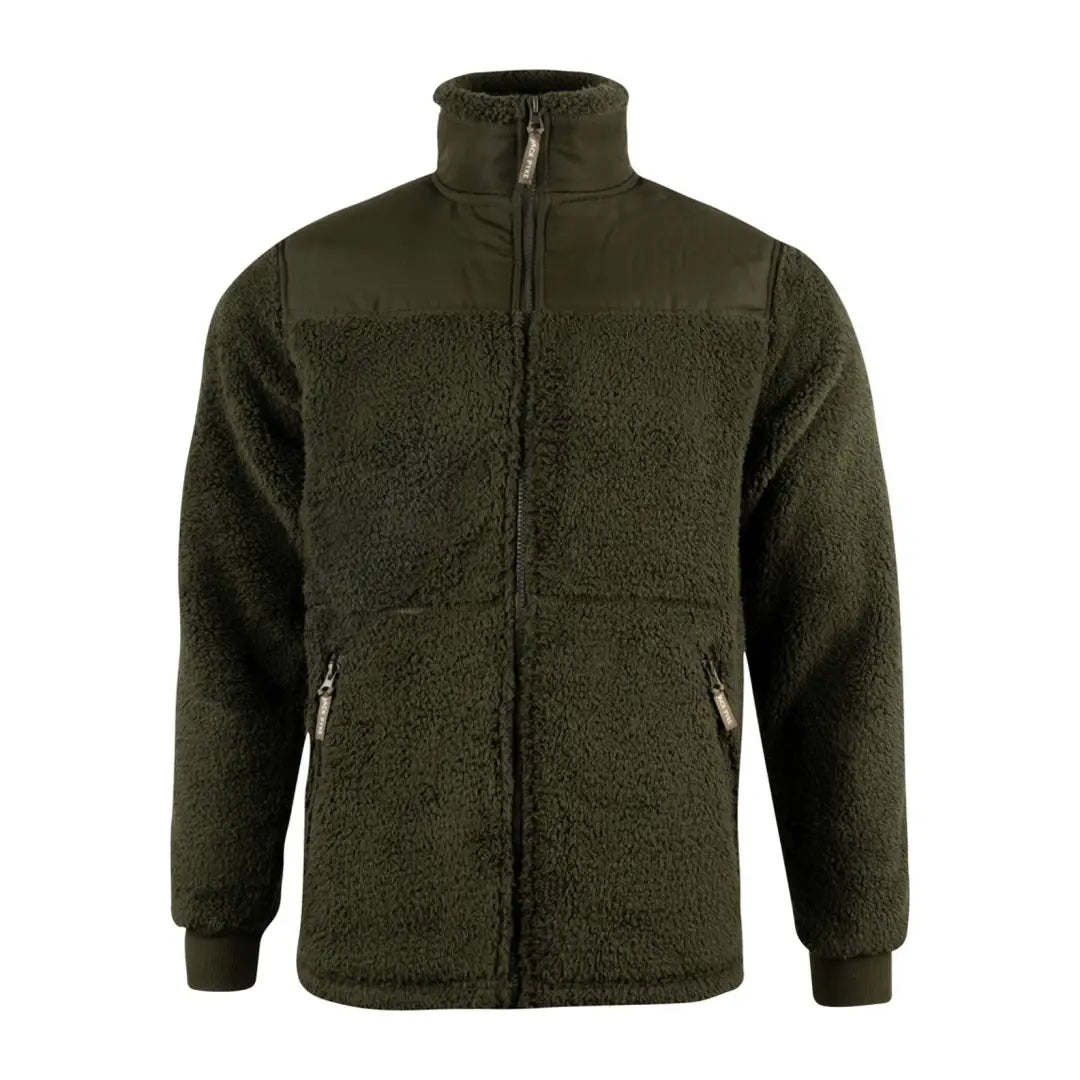 Dark green Jack Pyke Sherpa fleece jacket with full zipper and high collar