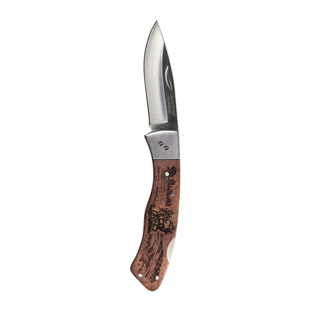 Jack Pyke Shires Knife with a wood handle, perfect for outdoor adventures