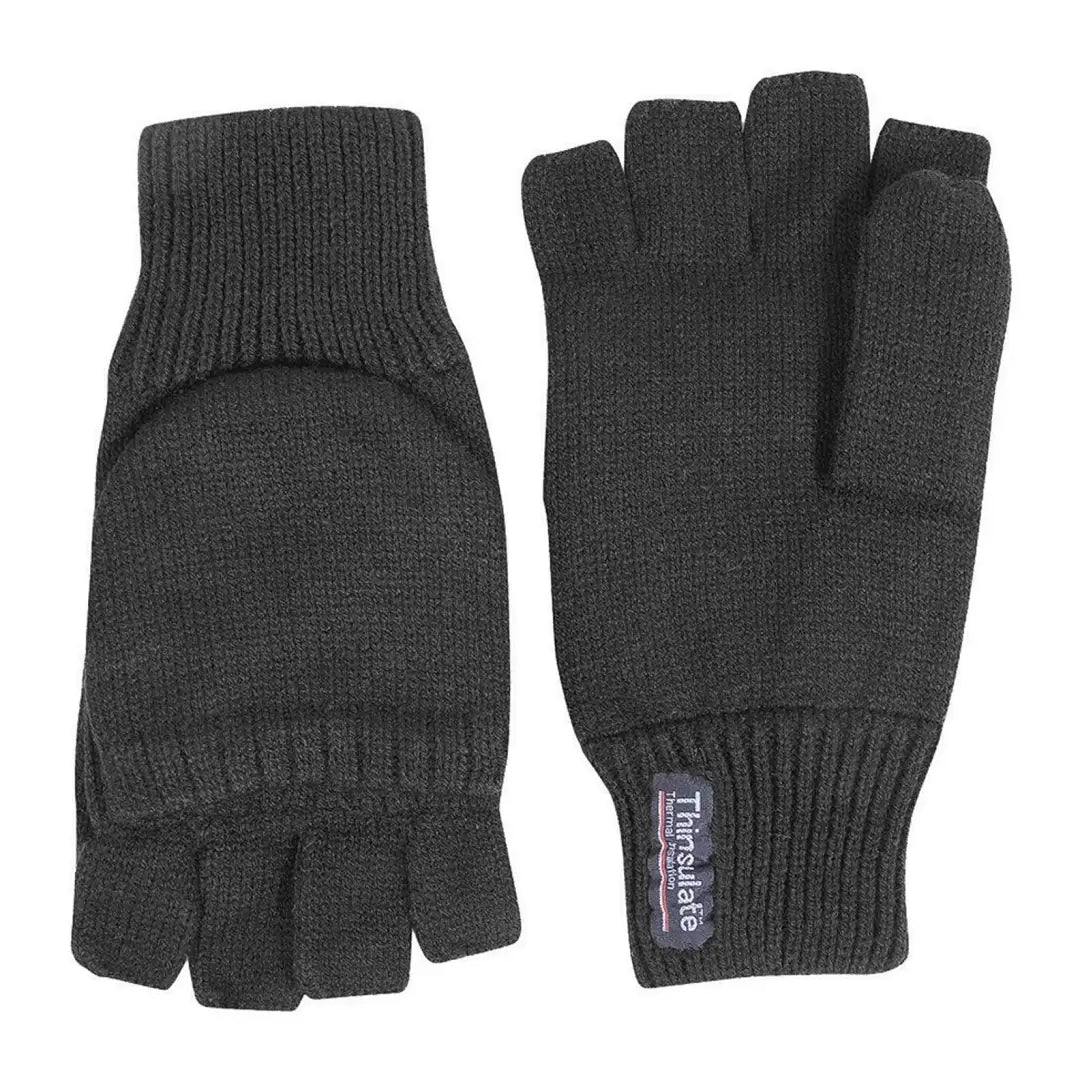 Dark gray fingerless gloves with fold-over mitten top from Jack Pyke Shooters