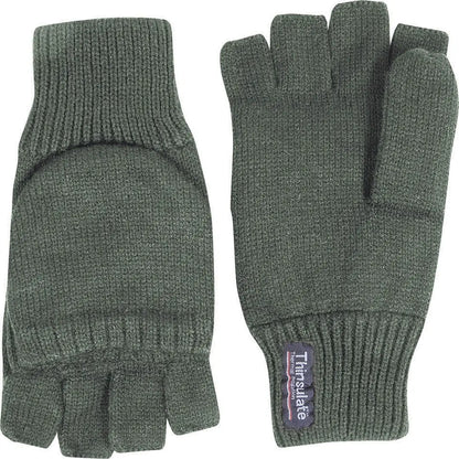 Dark green knitted fingerless gloves with Thinsulate, perfect for Jack Pyke Shooters