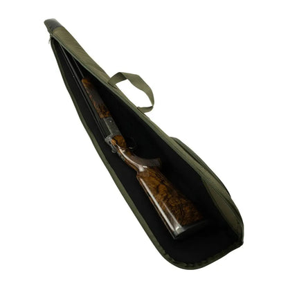 Rifle case with a wooden stock in a Jack Pyke Shotgun Slip for hunting adventures