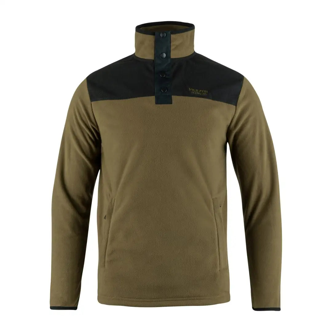 Two-tone Jack Pyke Snap Neck Fleece Top with high collar and snap buttons