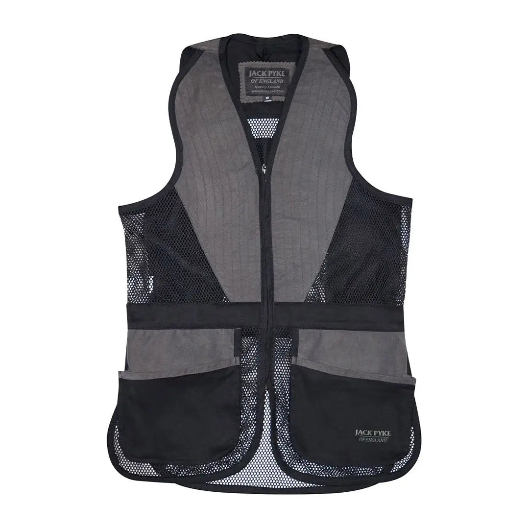 Jack Pyke Sporting Skeet Vest featuring mesh panels and stylish gray accents