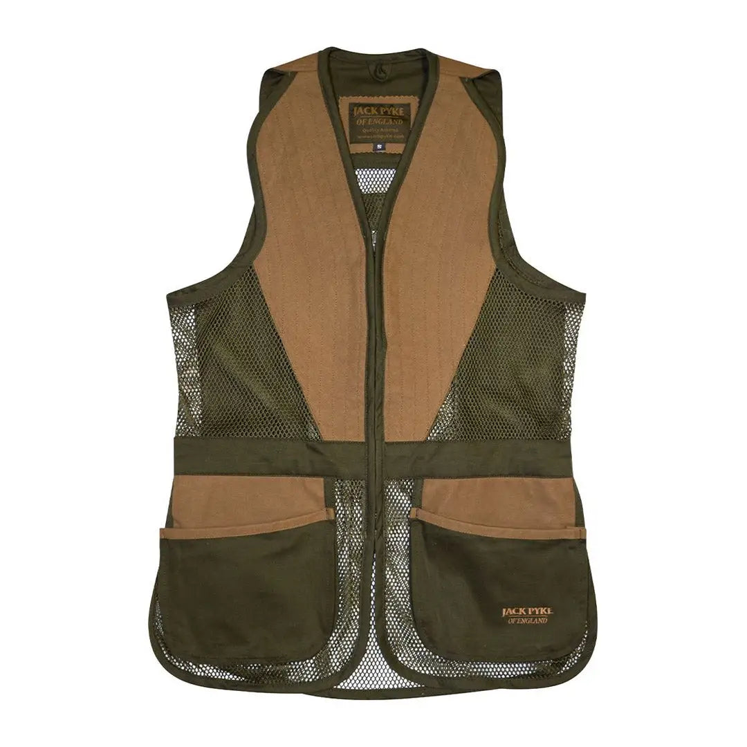 Jack Pyke Sporting Skeet Vest featuring mesh panels and colorful sections for comfort