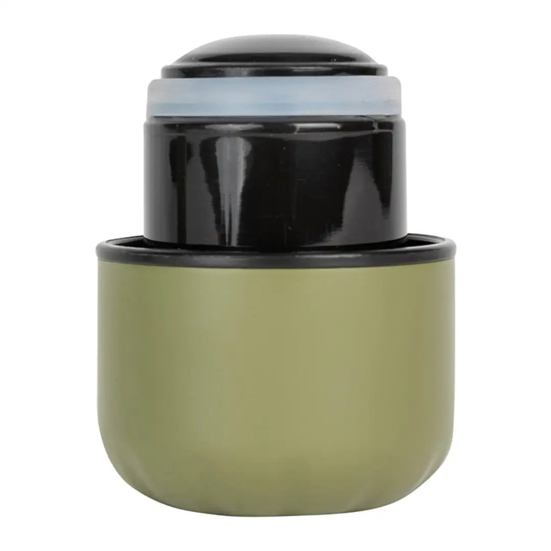 Olive green Jack Pyke Thermal Bottle with a sleek black lid and top portion