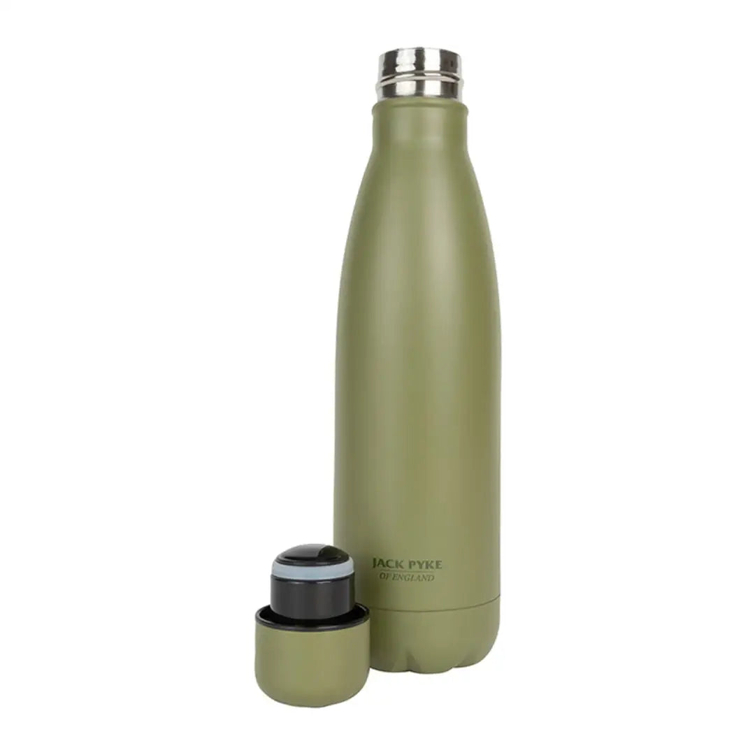 Matte green Jack Pyke Thermal Bottle with detachable lid for eco-friendly hydration