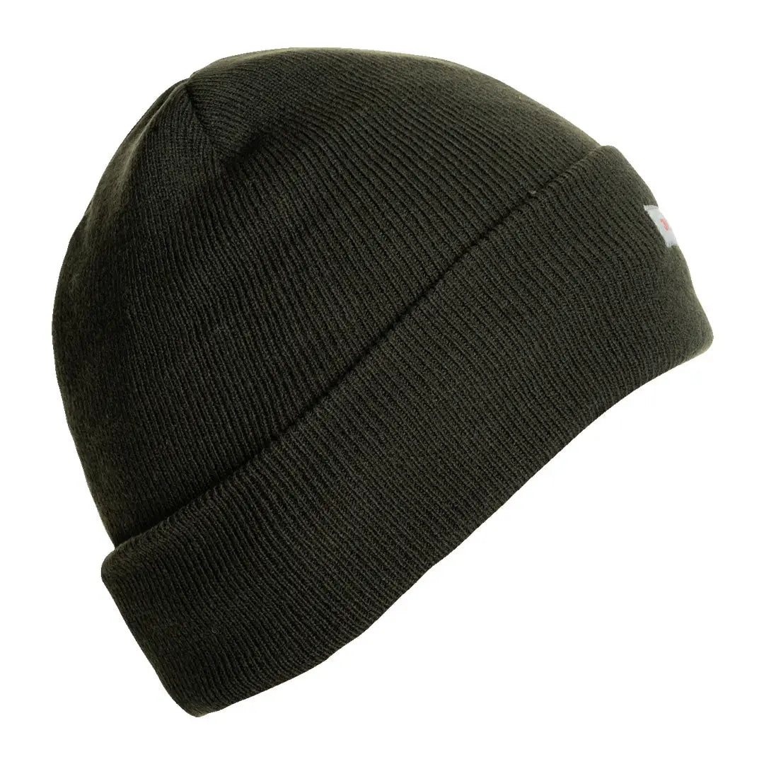 Dark green knitted Jack Pyke Thinsulate Bob Hat with a cozy folded brim