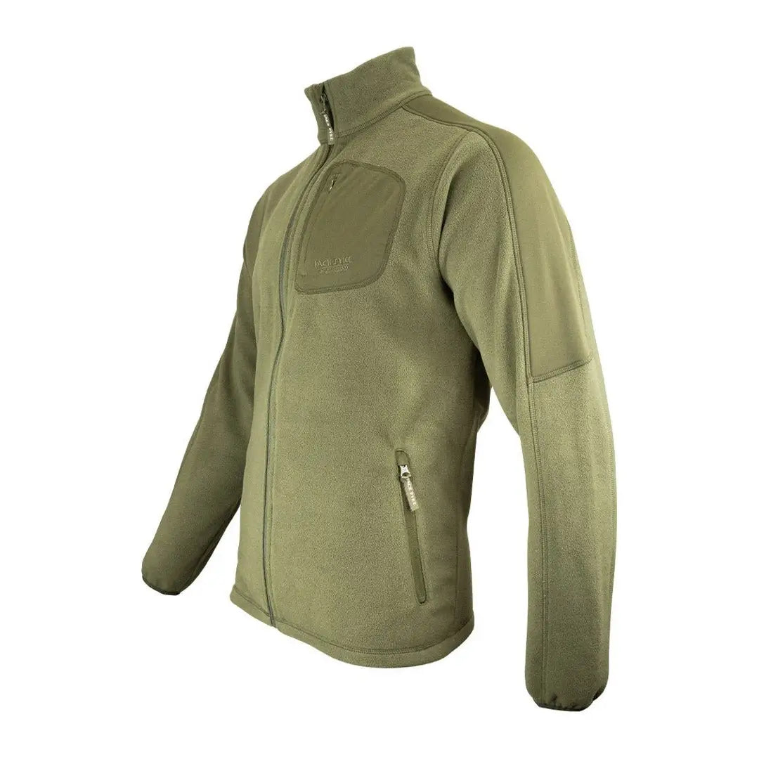 Olive green Jack Pyke Weardale fleece jacket with full-length zipper and high collar