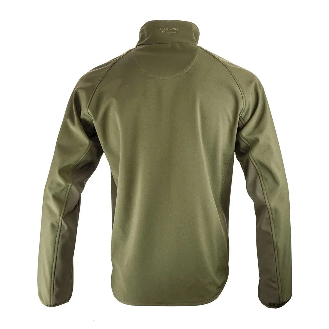 Olive green Jack Pyke Weardale Softshell Jacket with high collar and fitted design