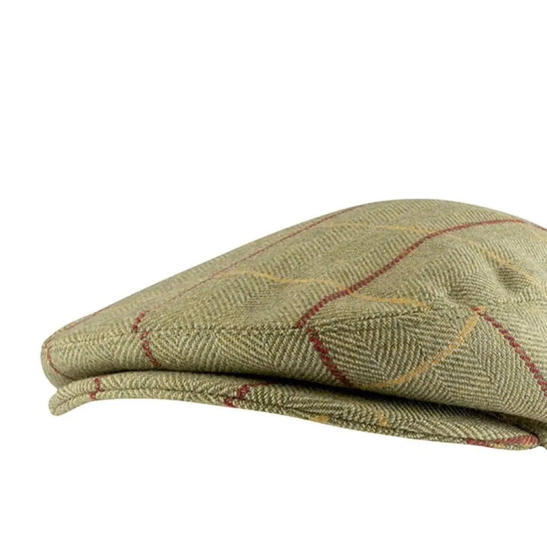 Jack Pyke Wool Blend Flat Cap in tweed with herringbone and plaid design