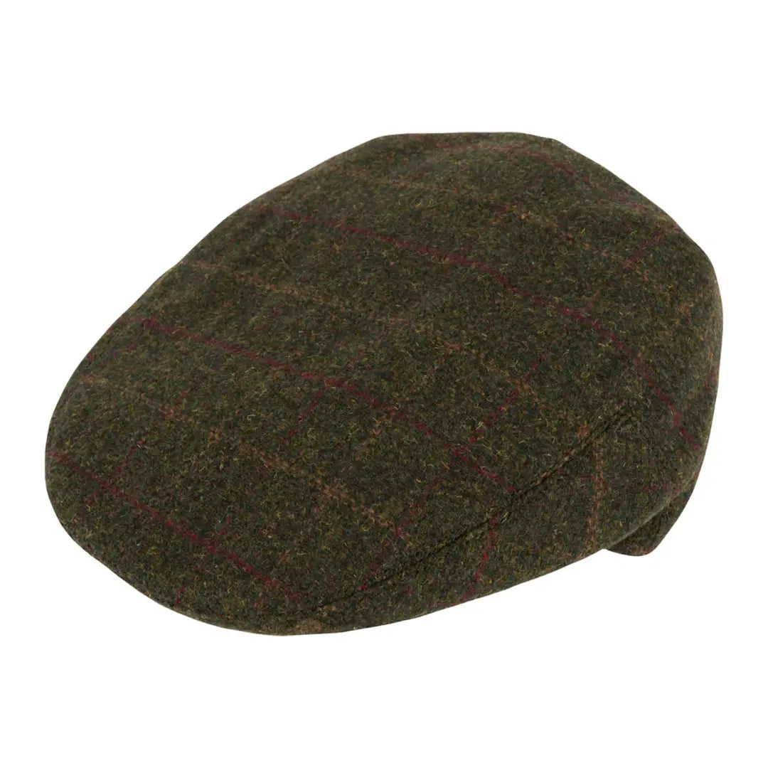 Dark green Jack Pyke wool blend flat cap made of cozy wool or tweed material