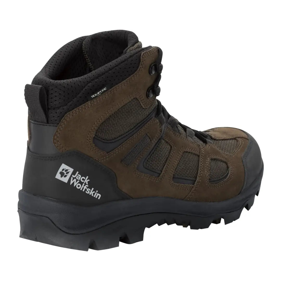 Rugged brown and black Jack Wolfskin Texapore Mid waterproof hiking boot for men