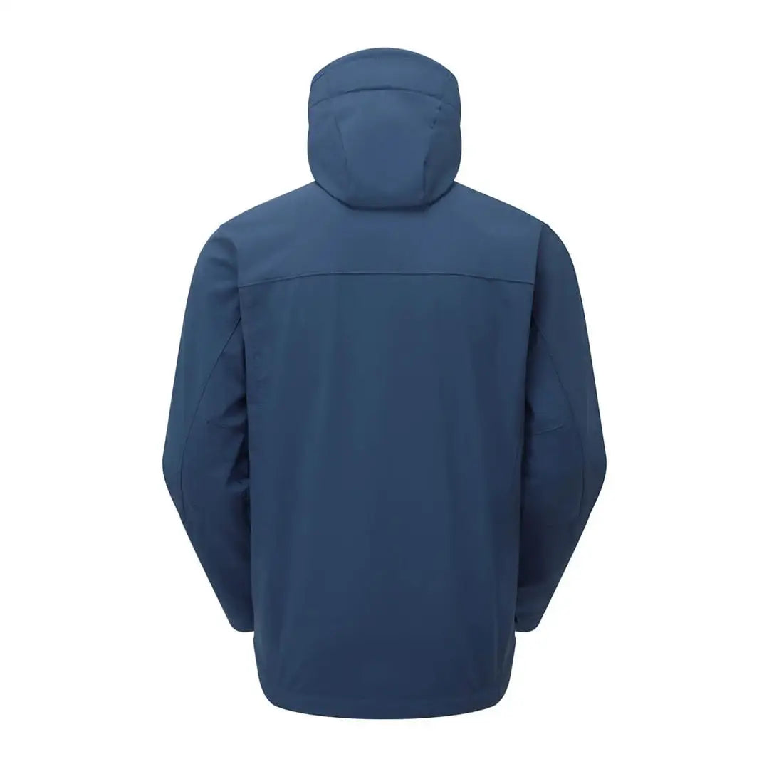 Blue hooded jacket from the back, showcasing the Keela Hydron Softshell design