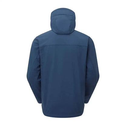 Blue hooded jacket from the back, showcasing the Keela Hydron Softshell design