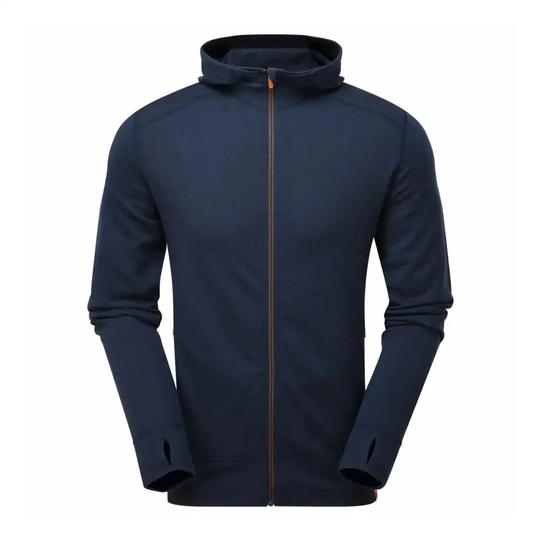 Navy blue slim fit Keela Merino Hoody with a stylish zip-up design