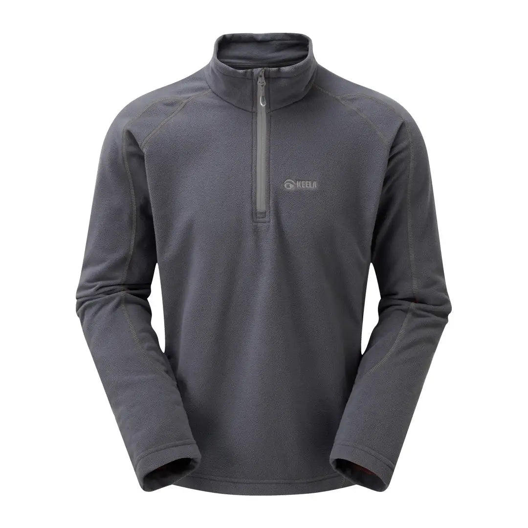 Gray Keela Micro Pulse fleece pullover featuring a cozy half-zip and high collar