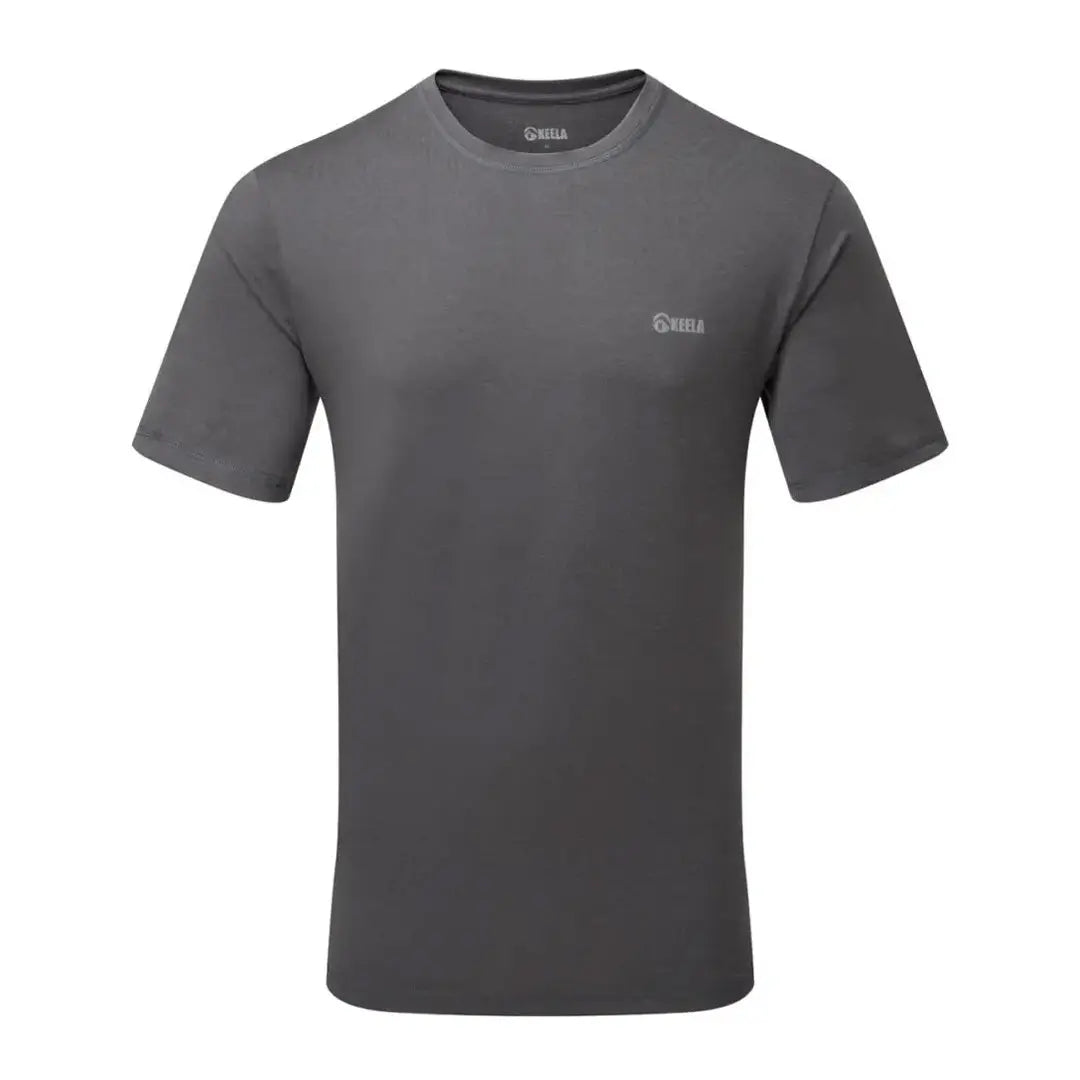 Gray Keela Trail Short Sleeve Top, perfect as a comfy base layer for outdoor adventures