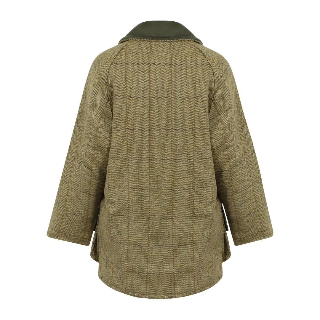 Kids Tweed Shooting Jacket featuring a quilted olive green coat with dark collar