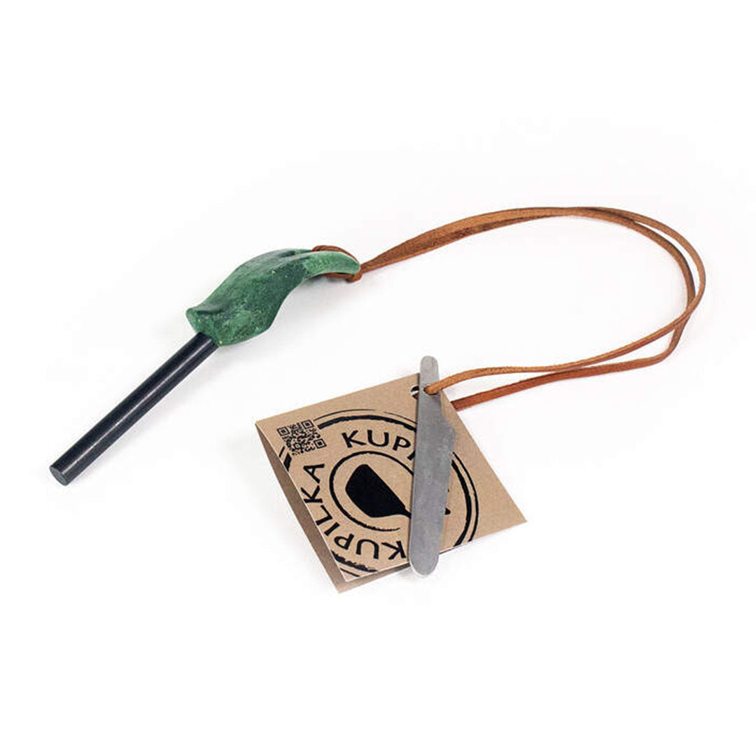 Kupilka Firesteel with green handle and metal striker for outdoor adventures and country clothing