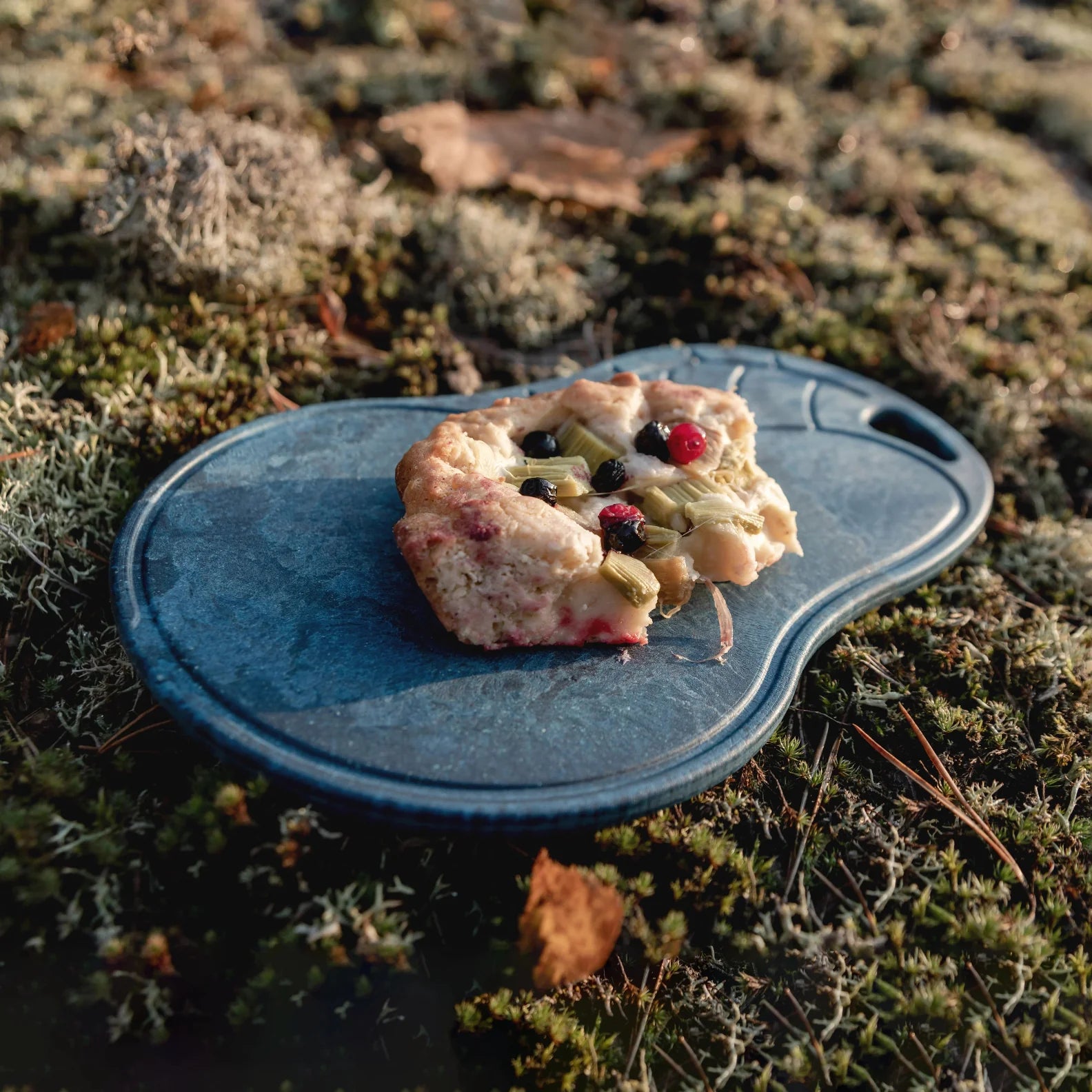 Berry and rhubarb pastry on a Kupilka Kaarna Small Service Tray for stylish serving