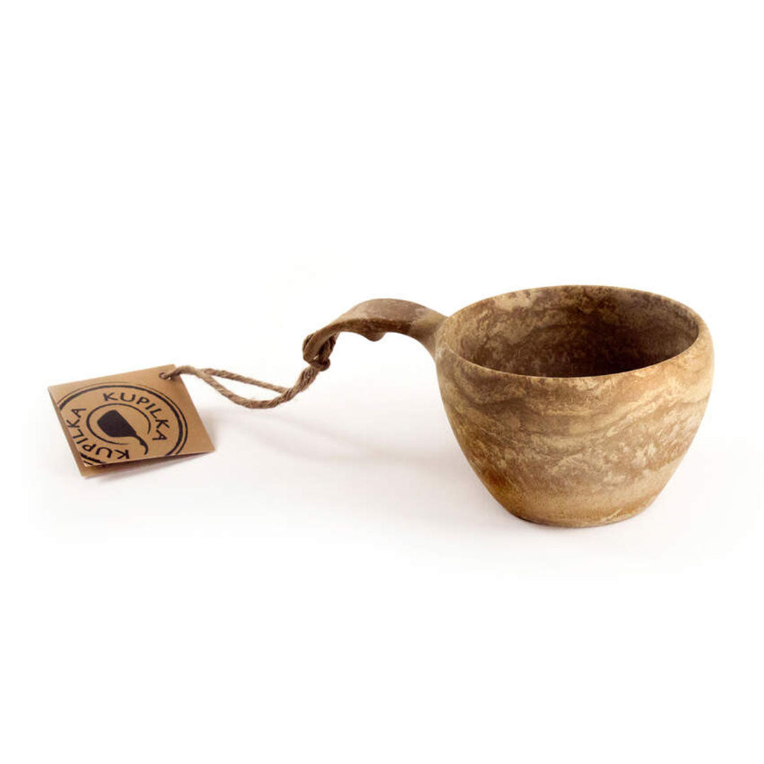 Wooden Kupilka Large Cup with tag, perfect for outdoors and country clothing adventures