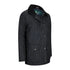 Black padded wax jacket with corduroy collar and pockets for stylish warmth